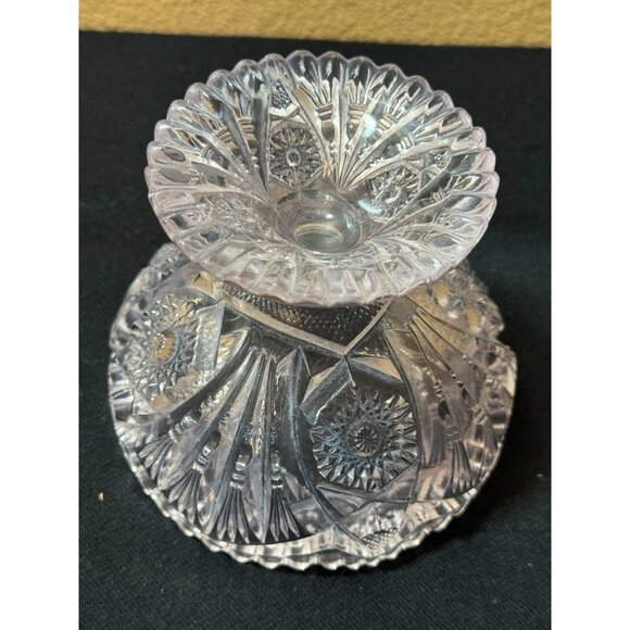 Antique Imperial Glass Nucut 212 Footed Compote Saw Tooth Edge Dish - Picture 7 of 10